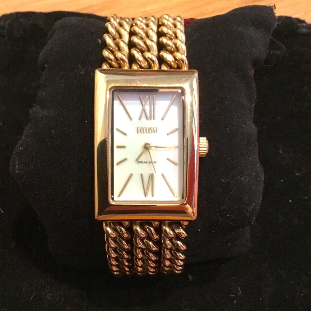Ecclissi Rose Sterling Silver Case 3 Strand MOP Dial Women's Watch stain steel